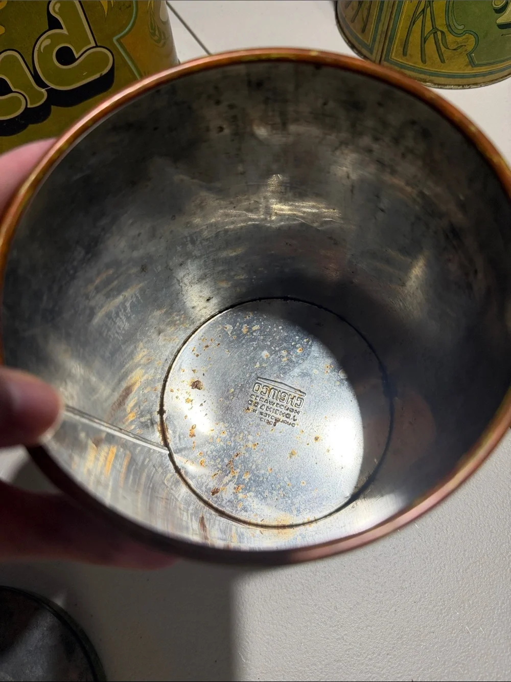 Vintage Cheinco All Natural Green Cookie Tin